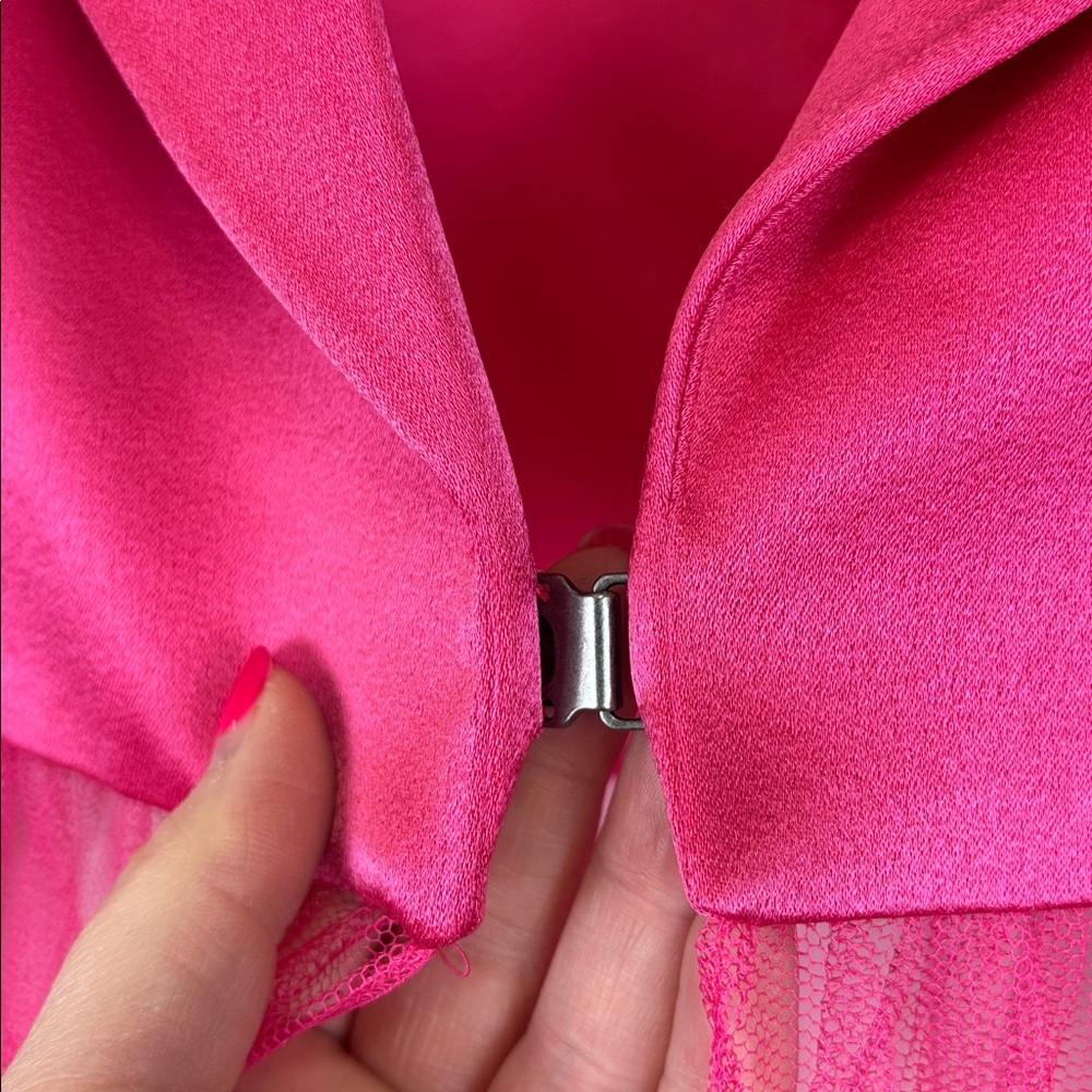NWT Alice & Olivia Everly Tulle blazer candy pink sz sm - Picture 11 of 14